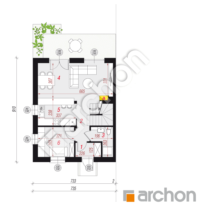 gotowy projekt Dom w arkadiach (B) rzut parteru