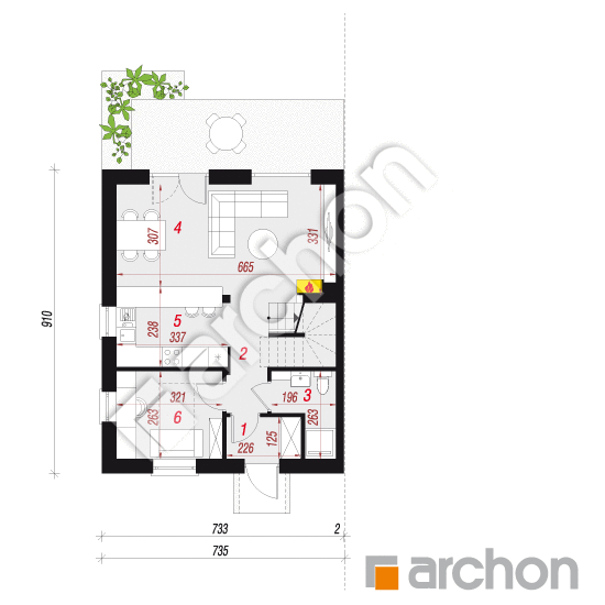 gotowy projekt Dom w arkadiach (B) rzut parteru