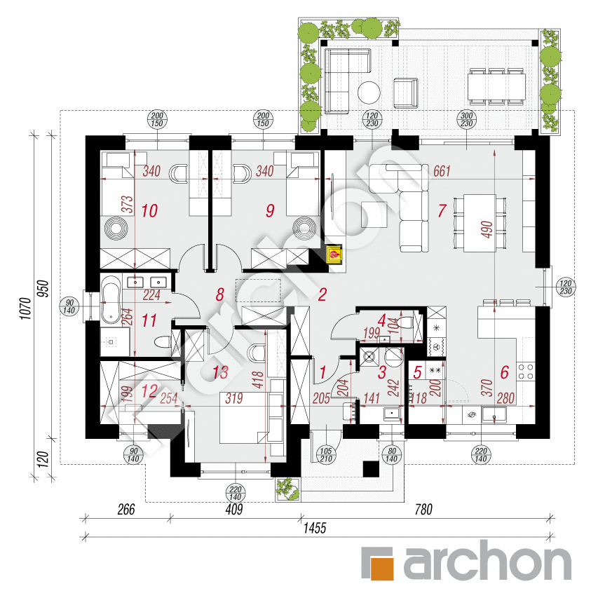 gotowy projekt Dom we wrzosach 3 rzut parteru