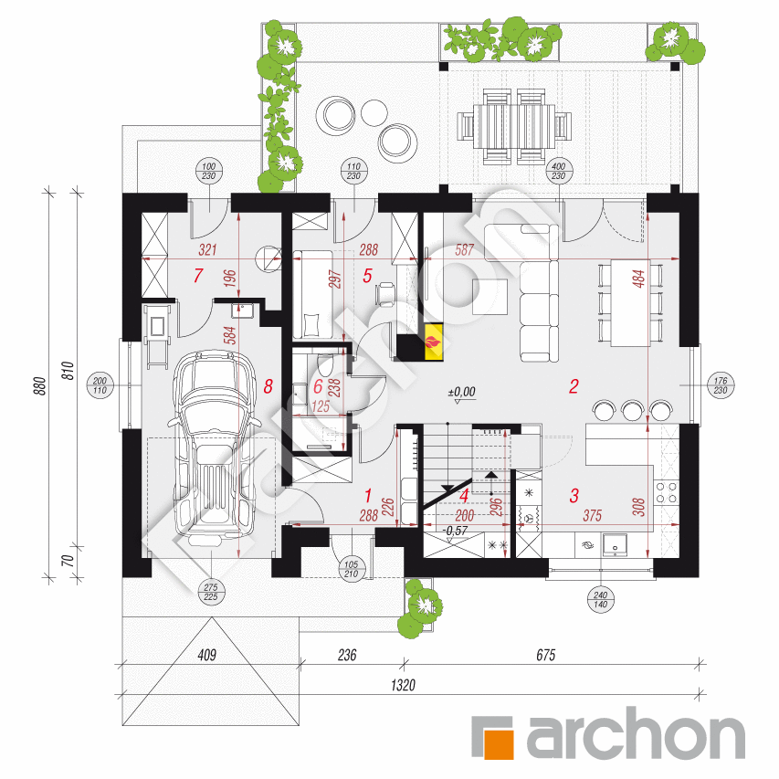 gotowy projekt Dom w malinówkach 45 (G) rzut parteru