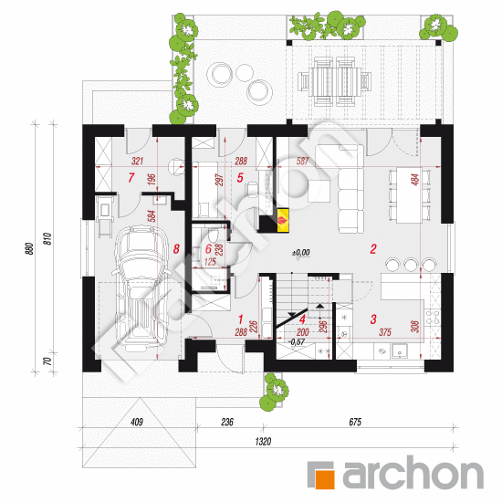 gotowy projekt Dom w malinówkach 45 (G) rzut parteru