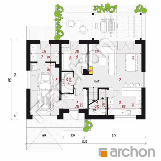 gotowy projekt Dom w malinówkach 45 (G) rzut parteru