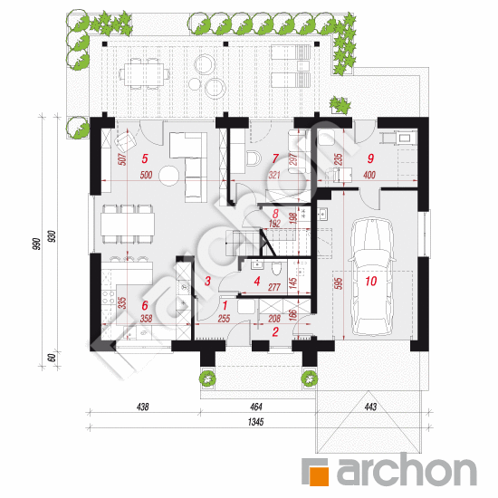 gotowy projekt Dom w balsamowcach 20 (GA) rzut parteru