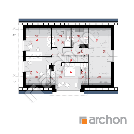 gotowy projekt Dom w balsamowcach 20 (GA) rzut poddasza
