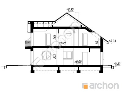 gotowy projekt Dom w chili przekroj budynku