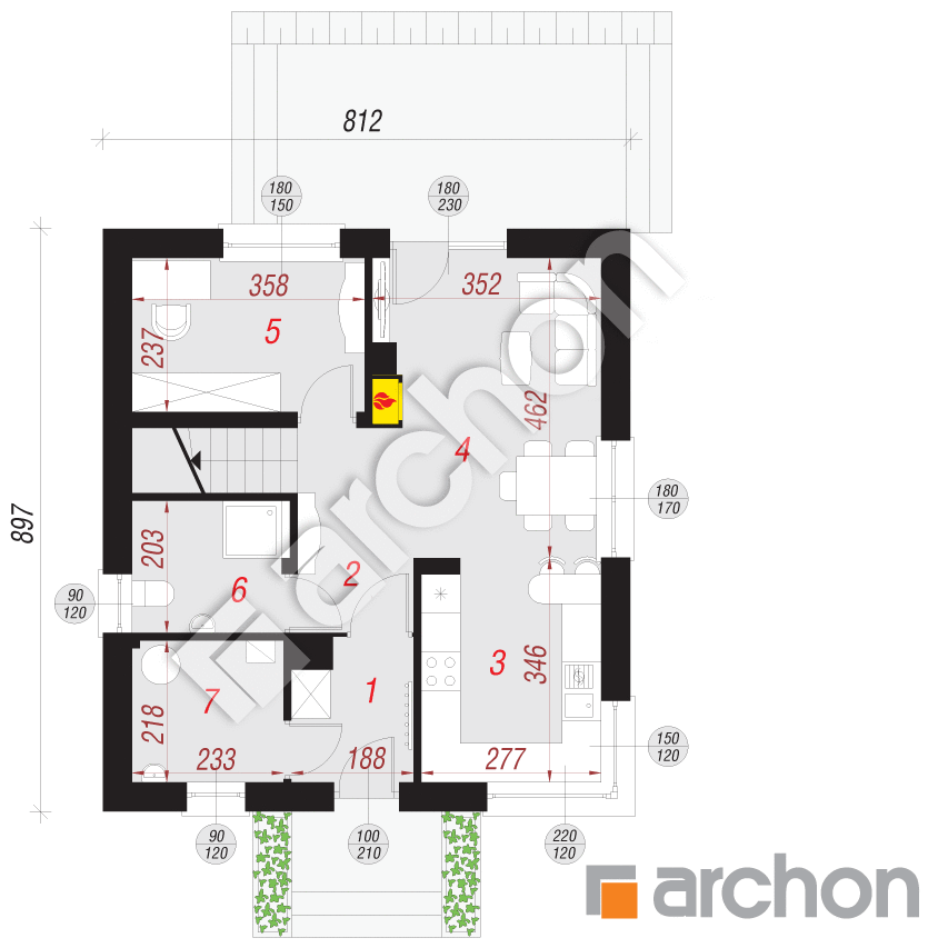 gotowy projekt Dom w rododendronach 11 (N) rzut parteru