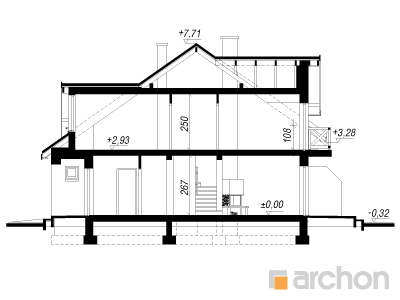gotowy projekt Dom w klematisach 4 (R2) przekroj budynku