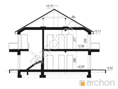 gotowy projekt Dom w bratkach (R2E) przekroj budynku