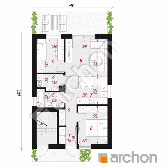 gotowy projekt Dom w bratkach (R2E) rzut parteru