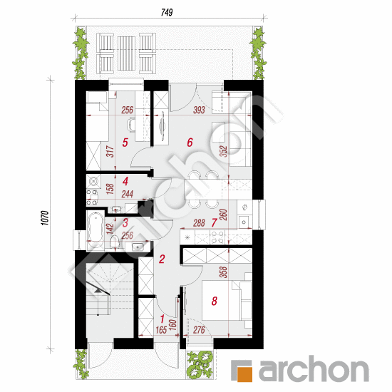 gotowy projekt Dom w bratkach (R2E) rzut parteru