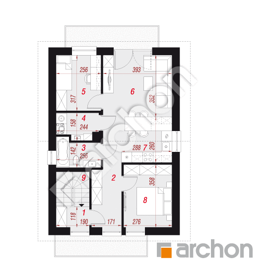 gotowy projekt Dom w bratkach (R2E) rzut poddasza