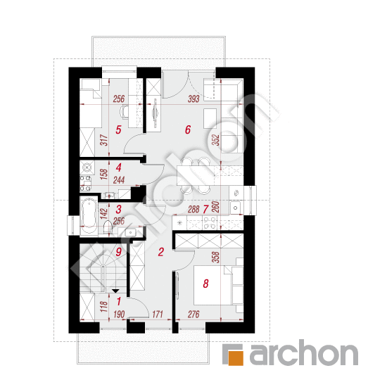 gotowy projekt Dom w bratkach (R2E) rzut poddasza