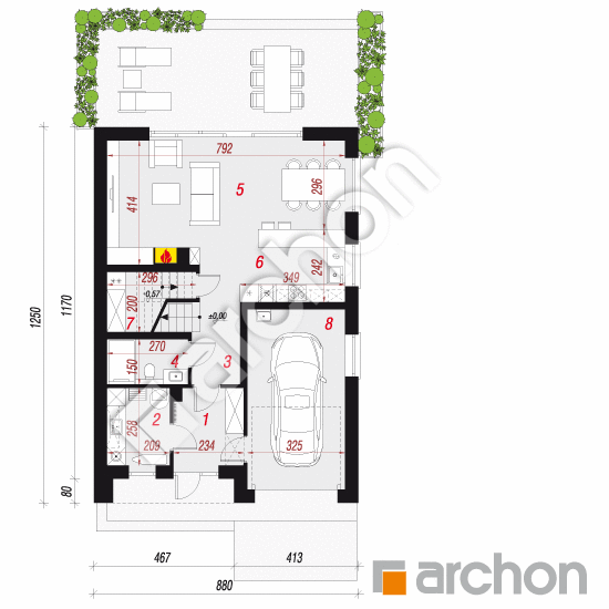 gotowy projekt Dom w malinówkach 31 (G) rzut parteru