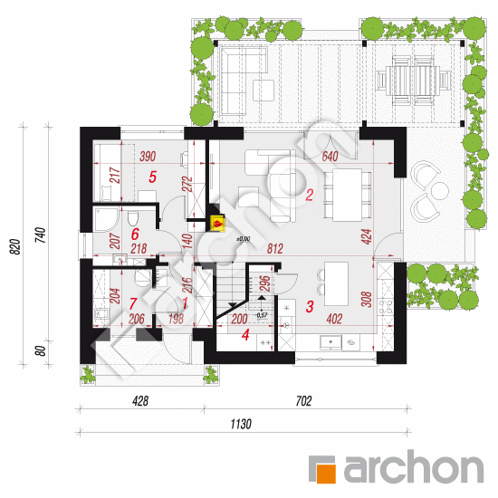 gotowy projekt Dom w malinówkach 34 rzut parteru