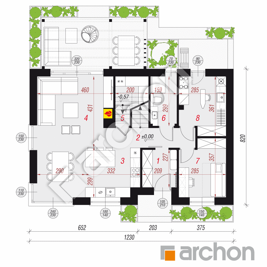 gotowy projekt Dom w wisteriach 20 (E) rzut parteru