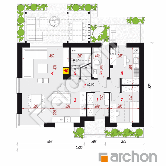 gotowy projekt Dom w wisteriach 20 (E) rzut parteru