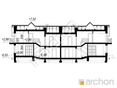 gotowy projekt Dom w antonówkach (R2) przekroj budynku