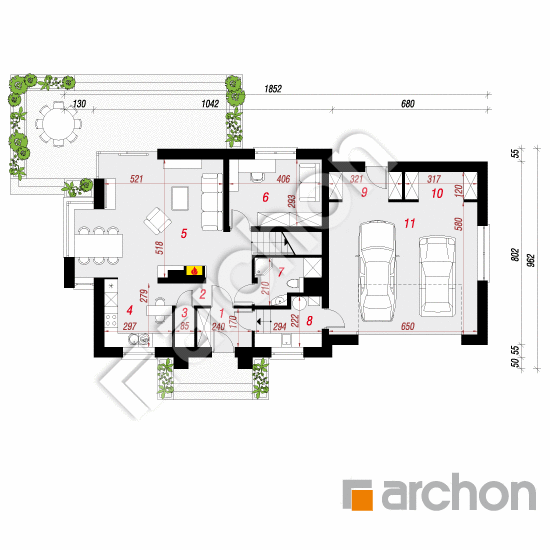 gotowy projekt Dom w rododendronach 6 (G2A) rzut parteru