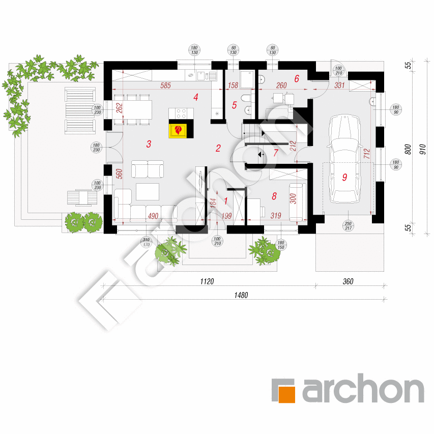 gotowy projekt Dom w rododendronach 16 rzut parteru