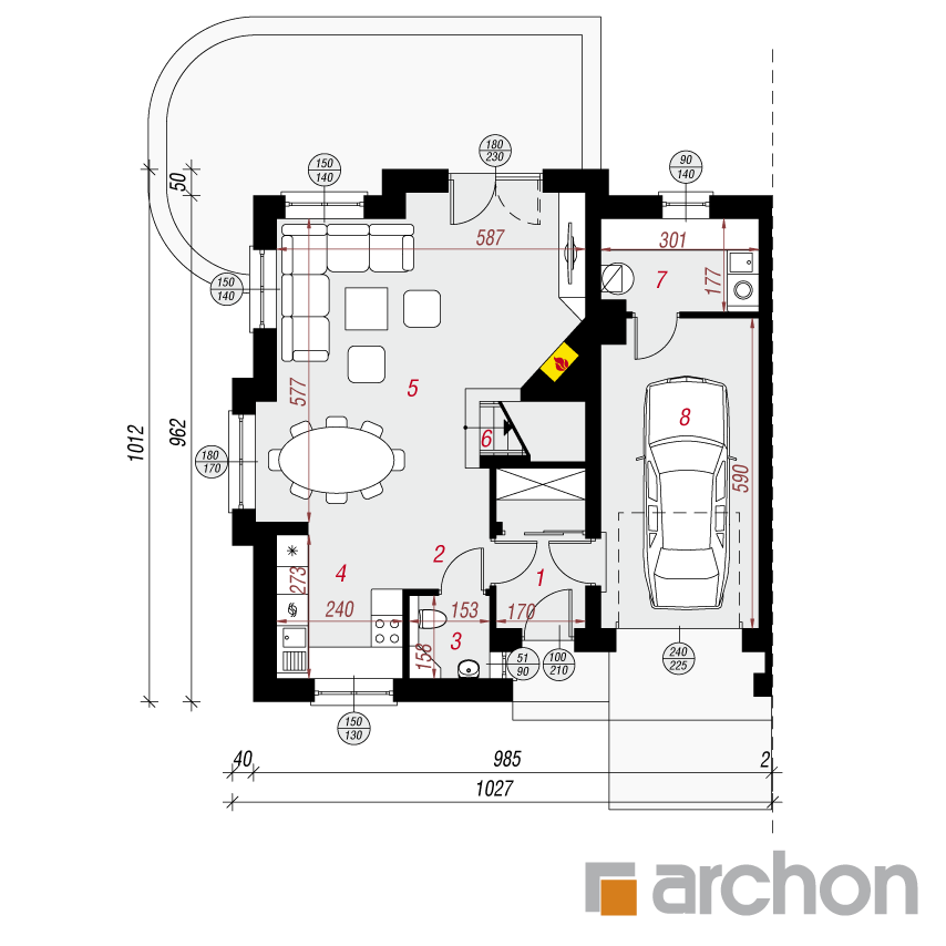 gotowy projekt Dom w cyklamenach rzut parteru