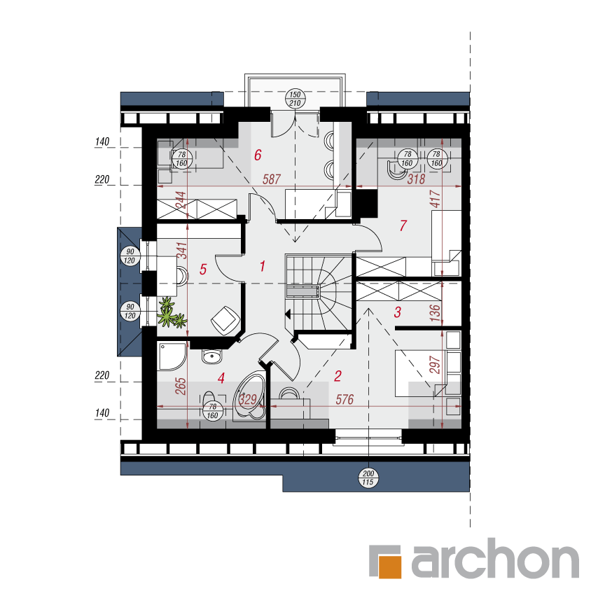 gotowy projekt Dom w cyklamenach rzut poddasza