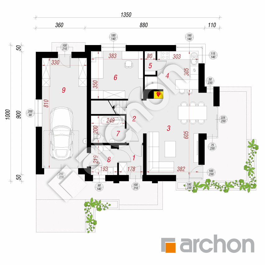 gotowy projekt Dom w budlejach 2 rzut parteru