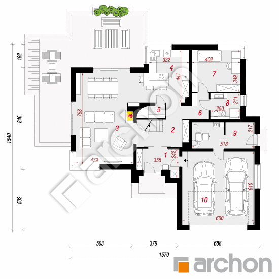 gotowy projekt Dom w kameliach 2 (G2N) rzut parteru