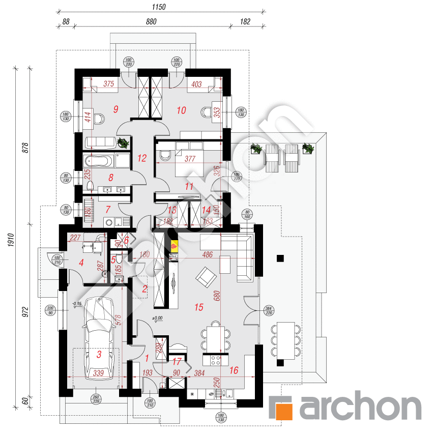 gotowy projekt Dom w gloksyniach 2 rzut parteru