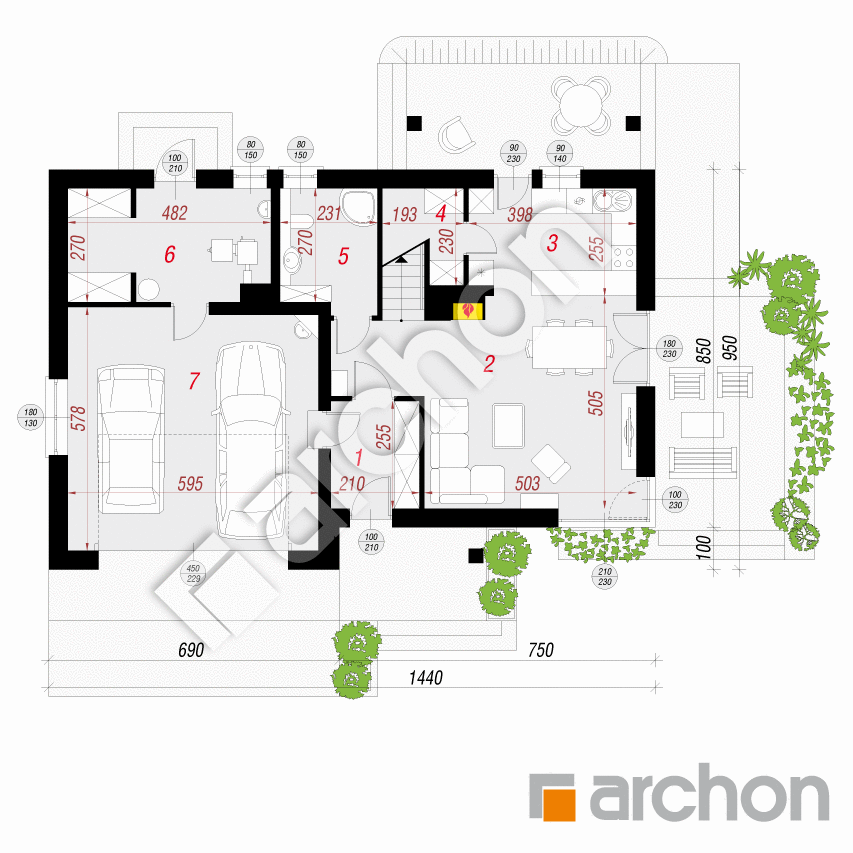 gotowy projekt Dom w jabłonkach 3 (G2) rzut parteru