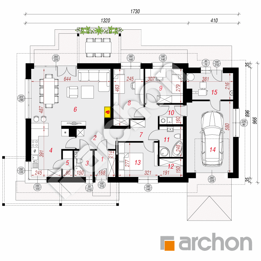 gotowy projekt Dom w mekintoszach 2 rzut parteru