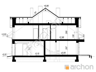 gotowy projekt Dom pod miłorzębem 20 (GR2) przekroj budynku