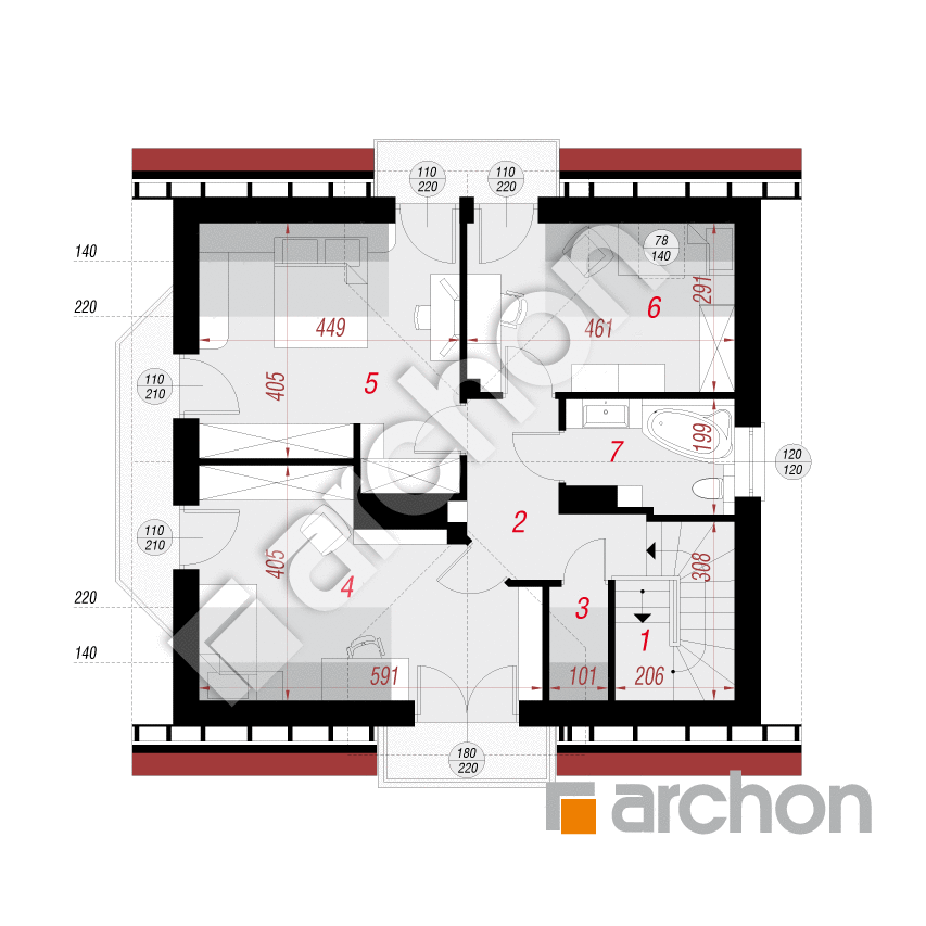 gotowy projekt Dom w rododendronach 6 (WP) rzut poddasza