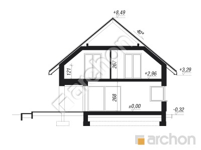 gotowy projekt Dom w aurorach 6 przekroj budynku