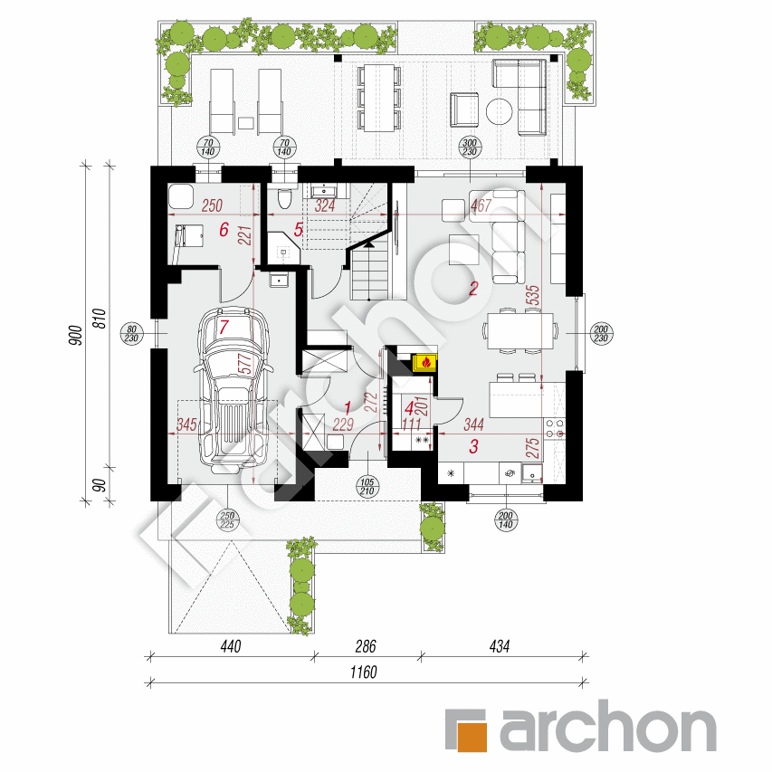 gotowy projekt Dom w jabłonkach 24 (G) rzut parteru