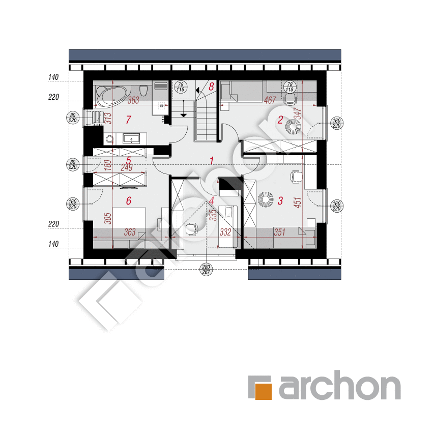 gotowy projekt Dom w jabłonkach 24 (G) rzut poddasza