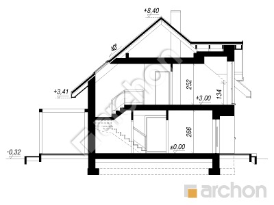 gotowy projekt Dom w jabłonkach 24 (G) przekroj budynku