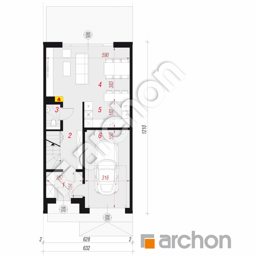 gotowy projekt Dom w riveach 8 (GS) rzut parteru