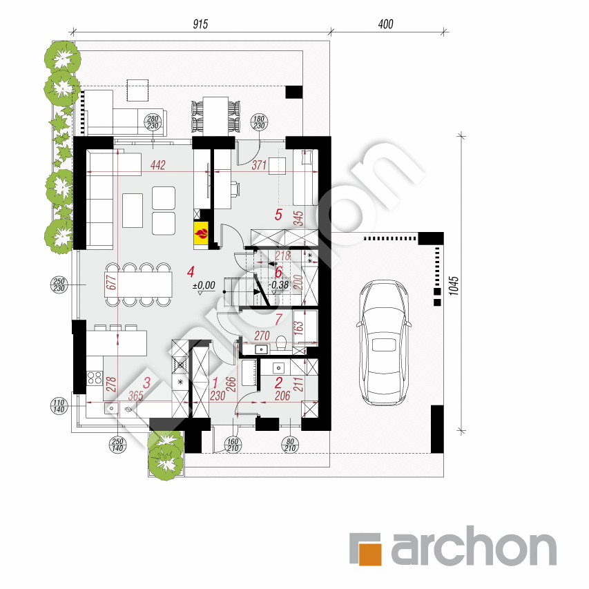 gotowy projekt Willa Gracja (E) rzut parteru