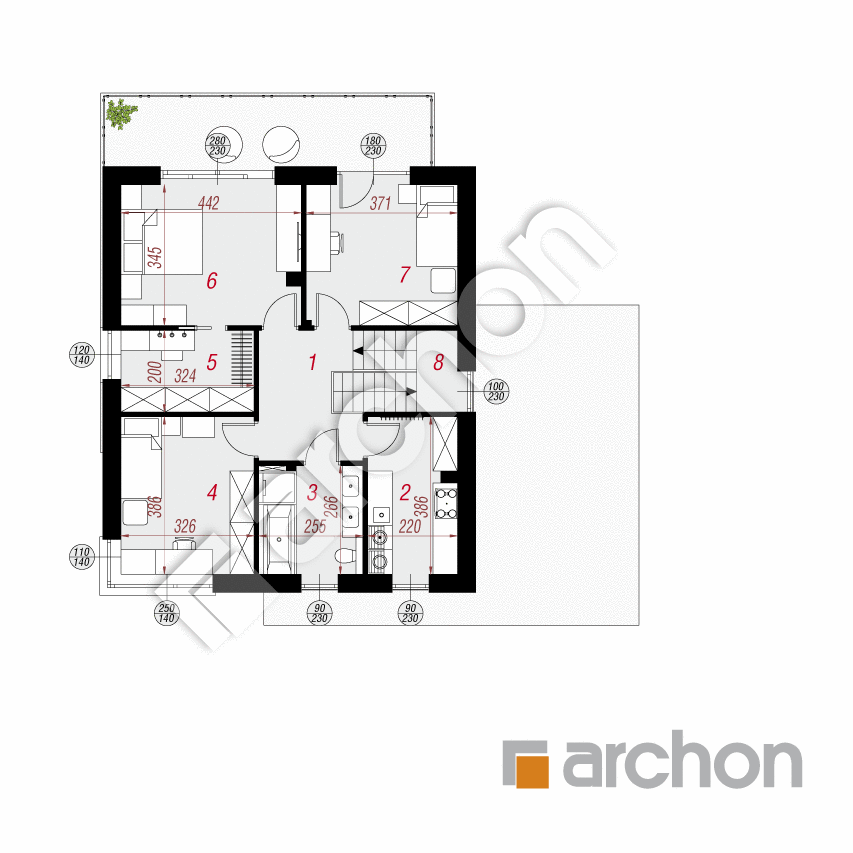 gotowy projekt Willa Gracja (E) rzut piętra