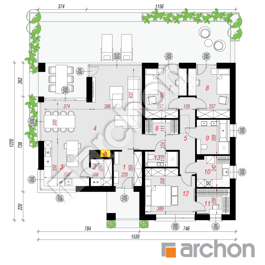 gotowy projekt Dom w przebiśniegach 26 rzut parteru