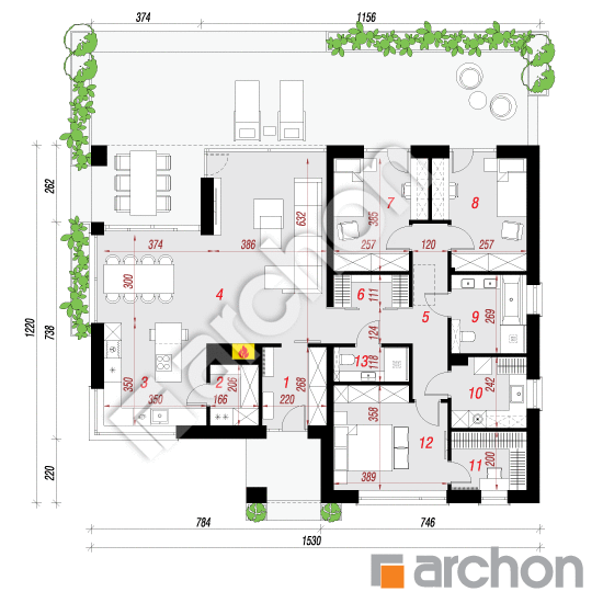 gotowy projekt Dom w przebiśniegach 26 rzut parteru