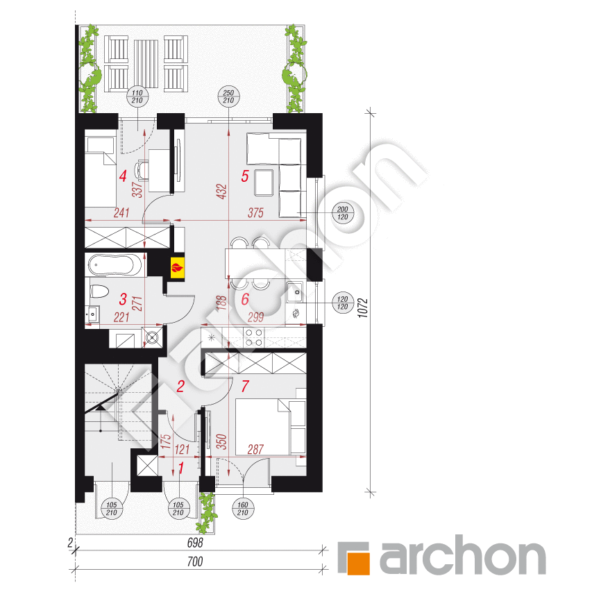 gotowy projekt Dom w bratkach 12 (R2B) rzut parteru