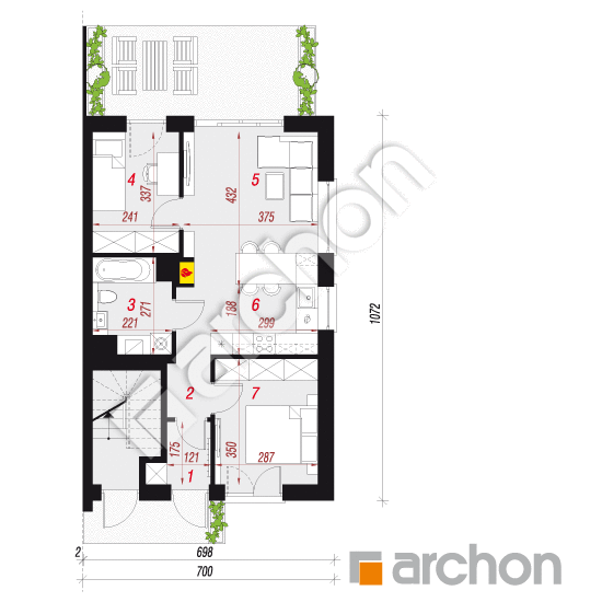 gotowy projekt Dom w bratkach 12 (R2B) rzut parteru