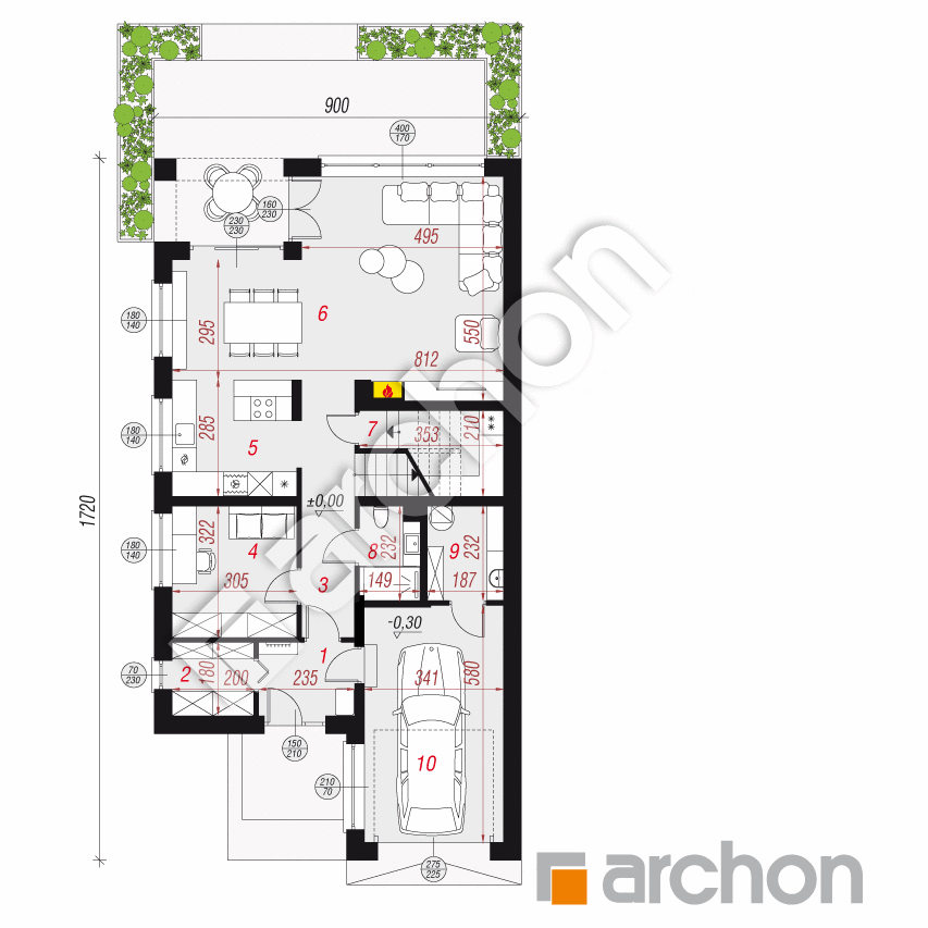 gotowy projekt Dom w kokoryczkach 2 (G) rzut parteru