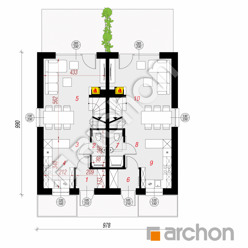 gotowy projekt Dom w riveach 24 (R2) rzut parteru