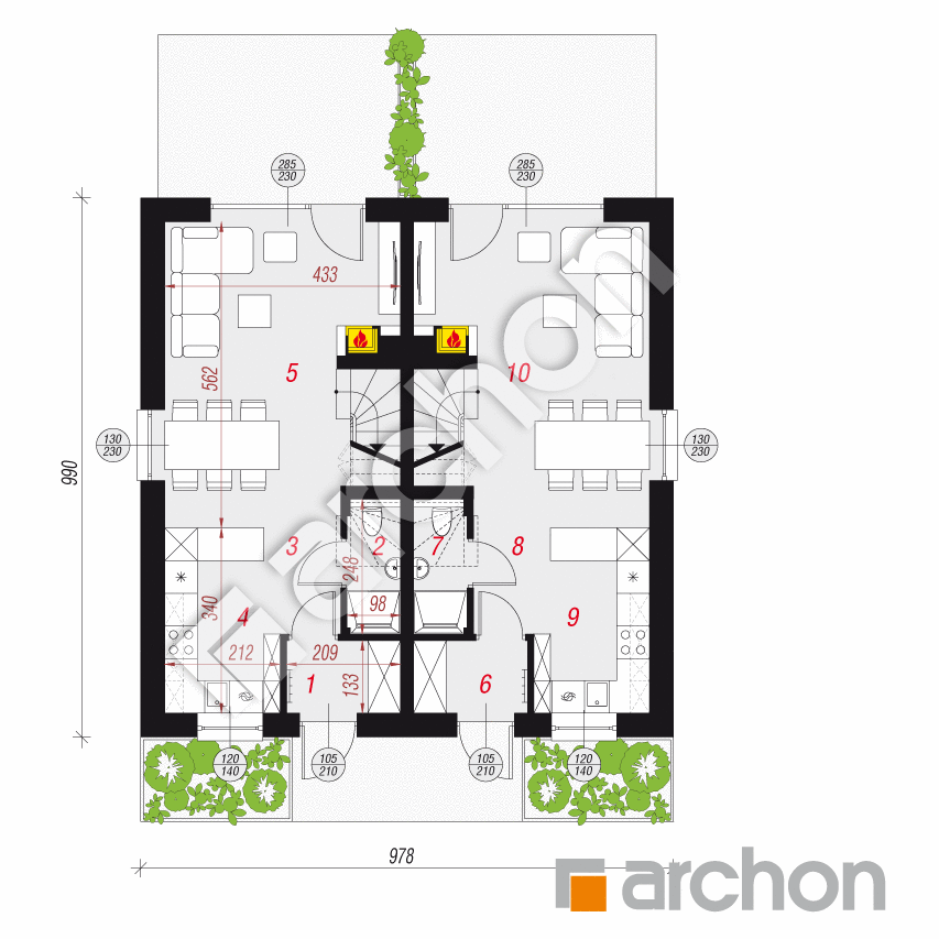 gotowy projekt Dom w riveach 24 (R2) rzut parteru