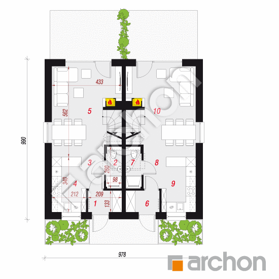 gotowy projekt Dom w riveach 24 (R2) rzut parteru