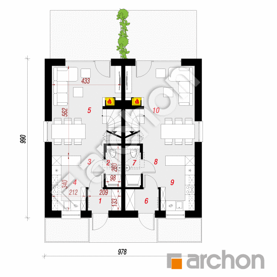 gotowy projekt Dom w riveach 24 (R2) rzut parteru