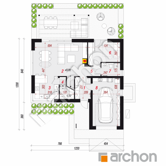 gotowy projekt Dom w kaldezjach 2 (GE) OZE rzut parteru