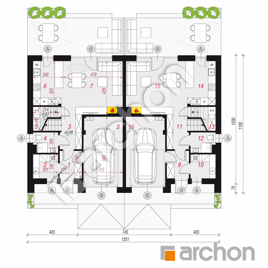 gotowy projekt Dom w szachownicach (GR2A) rzut parteru